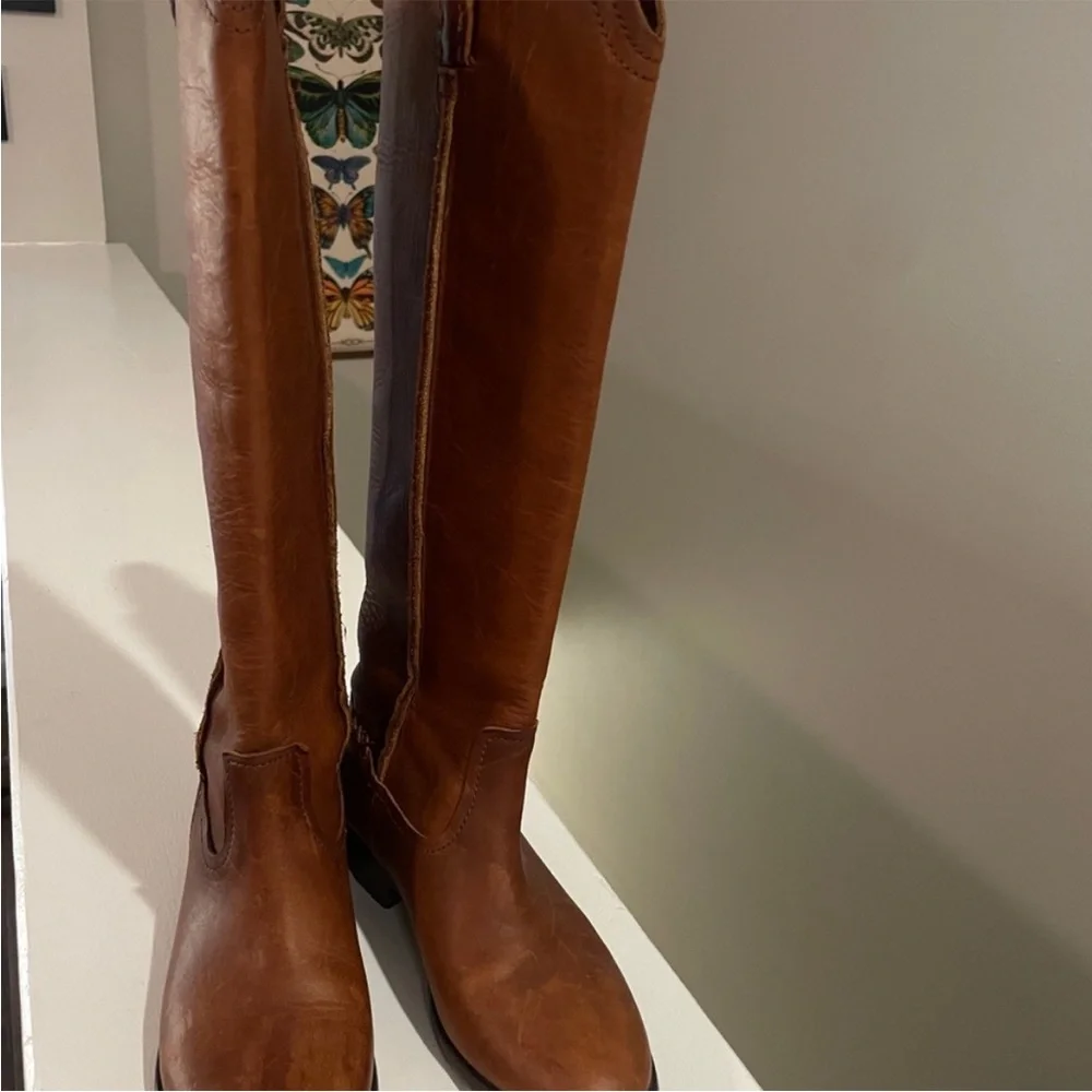 Frye Cara Tall Brown Leather Riding Boots Women’s 6.5 B Classic - Picture 3 of 6